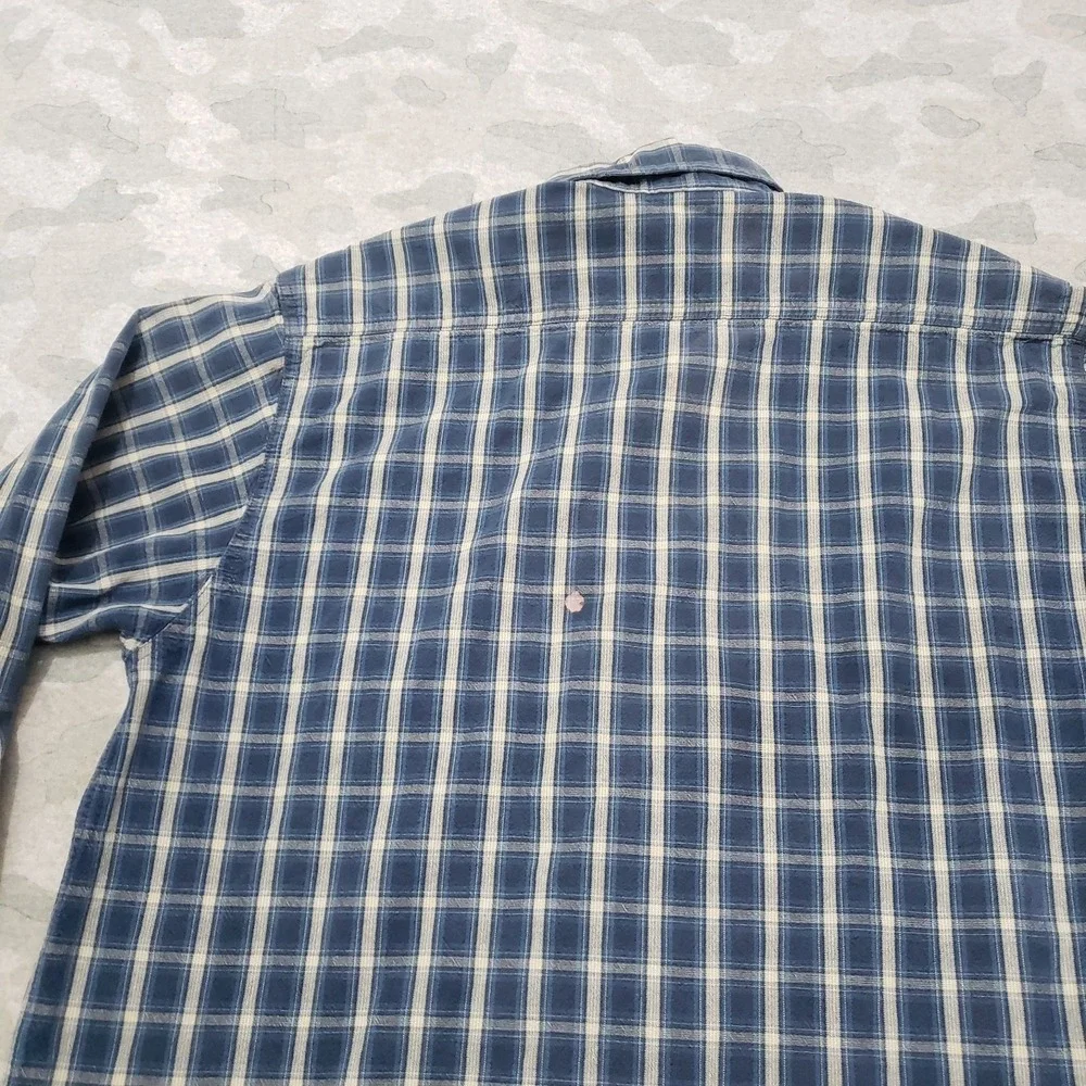 Vintage Carhartt Shirt‎ Mens Large Blue Pockets Long Sleeve Button-Up Workwear